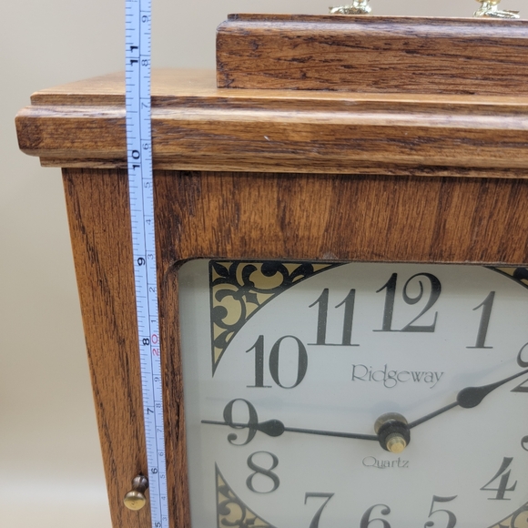 Ridgeway Desk Mantel Clock Real Oak Wood Quartz Movement USA Tested Works - Picture 13 of 16